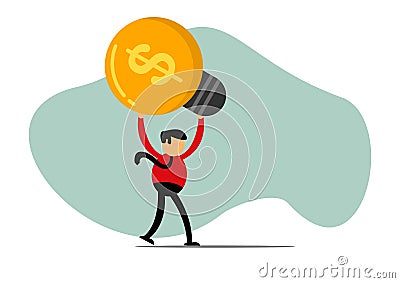 Vector illustration of businessman cartoon character raising an idea Vector Illustration