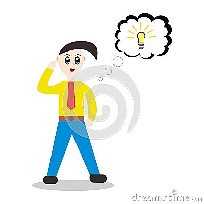 A businessman finding ideas for success in business. Vector Illustration