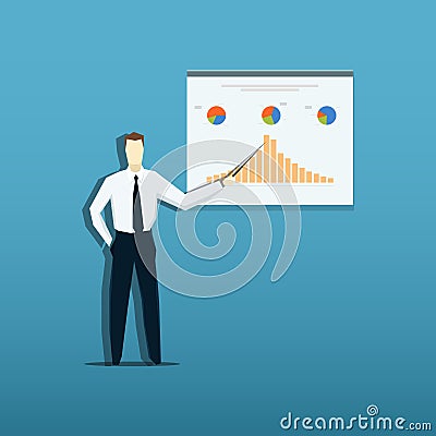 Vector illustration of businessman giving presentation Vector Illustration