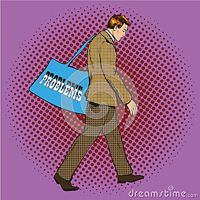 Vector illustration of businessman having problems in pop art style Vector Illustration