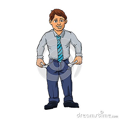 Vector illustration of a businessman without money Vector Illustration