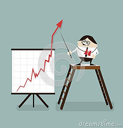 Vector illustration Businessman and positive graph Vector Illustration