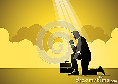 Vector illustration of businessman praying Vector Illustration