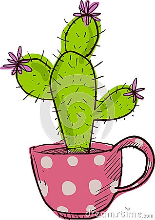 Vector illustration Cactus flower Vector Illustration