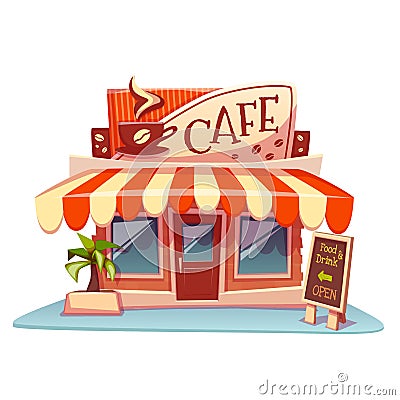 Vector illustration of cafe building with bright Vector Illustration