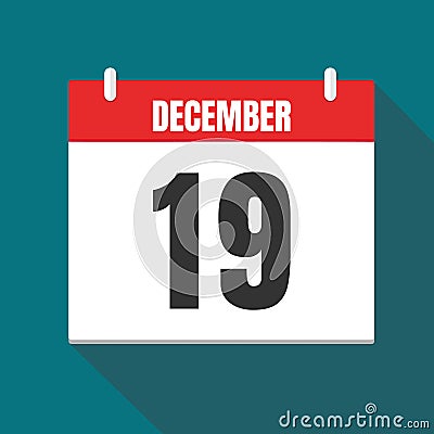 Vector illustration. Calendar icon. Calendar Date - Desember 19. Planning. Vector Illustration