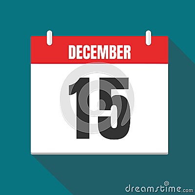 Vector illustration. Calendar icon. Calendar Date - Desember 15. Planning. Time management Cartoon Illustration