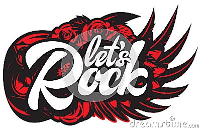 Vector illustration with calligraphic inscription Lets Rock Vector Illustration