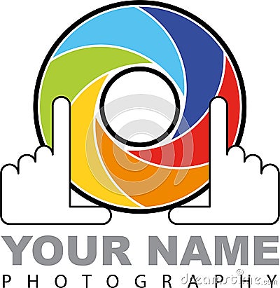 Camera logo - colorful shutter with hands - illustration Vector Illustration