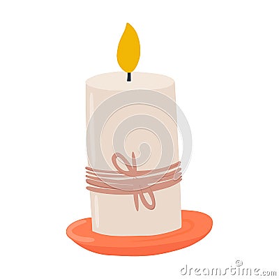 Vector illustration: candle in hand draw hygge style. Cartoon Illustration