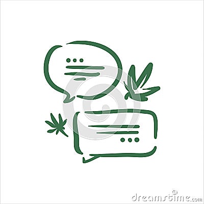 Vector illustration of cannabis conversation bubble talk on white background Vector Illustration