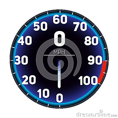 Vector Illustration Car speedometer dashboard icon. Speed meter fast race technology design and measurement panel. Vector Illustration