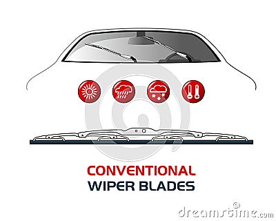 Vector illustration car WIPER BLADES. Cartoon Illustration
