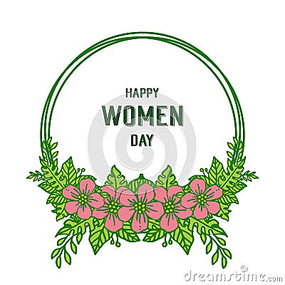 Vector illustration card invitation of happy women days for frame flower pink with white backdrop Vector Illustration