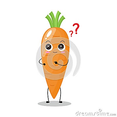Vector illustration of carrot character with cute expression, curious, happy, funny Vector Illustration