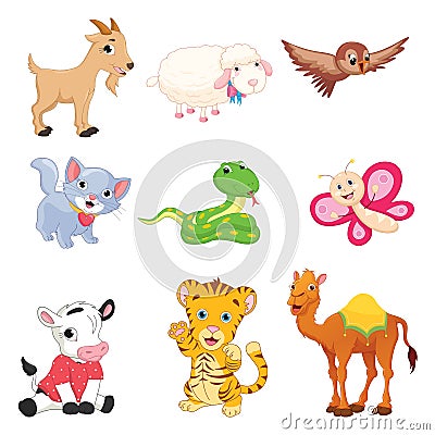 Vector Illustration Of Cartoon Animals Vector Illustration