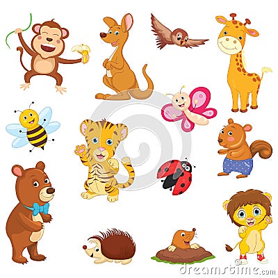 Vector Illustration Of Cartoon Animals Vector Illustration