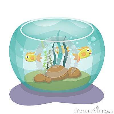 Vector Illustration Of Cartoon Aquarium With Fishes Stock Vector