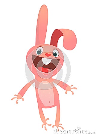 Vector illustration of cartoon bunny rabbit hopping. Vector Illustration