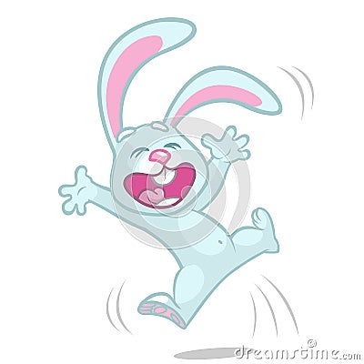 Vector illustration of cartoon bunny rabbit hopping. Easter rabbit excited Vector Illustration