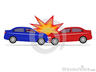 Vector illustration of a cartoon car accident Vector Illustration
