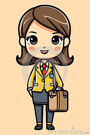 Vector Illustration, Cartoon Career Woman, Isolated Vector Illustration