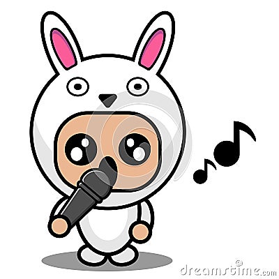 Singing rabbit animal mascot costume Vector Illustration