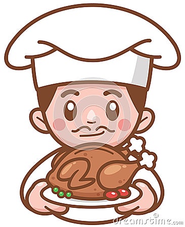 Roast Chicken Vector Illustration