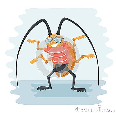 Vector illustration of cartoon cockroach Vector Illustration