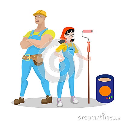 Vector illustration of cartoon couple worker Cartoon Illustration