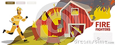 Vector Illustration Cartoon Fire Extinguishing Vector Illustration