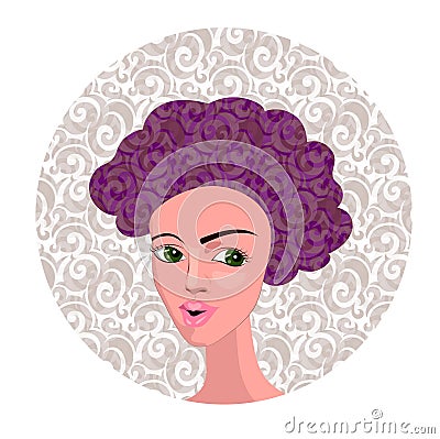 Vector Illustration of Cartoon Girl with Curly Hair Vector Illustration