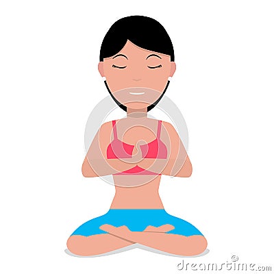 Vector illustration of a cartoon girl doing yoga Vector Illustration