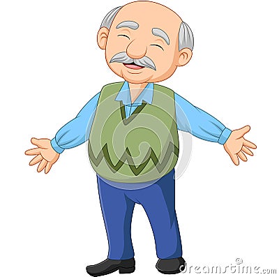 Cartoon happy senior elderly old man Vector Illustration