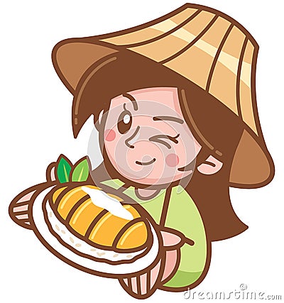 Mango sticky rice Vector Illustration