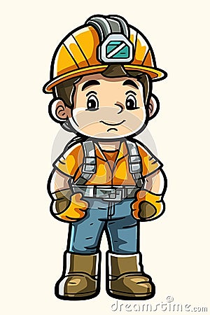 Vector Illustration, Cartoon Miner Character Vector Illustration