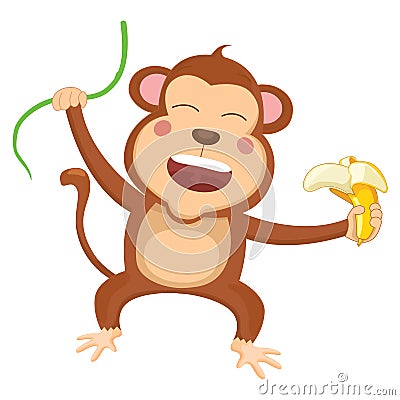 Vector Illustration Of Cartoon Monkey Vector Illustration