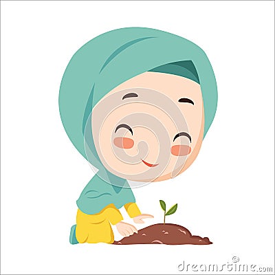 Vector - cartoon muslim girl Cartoon Illustration