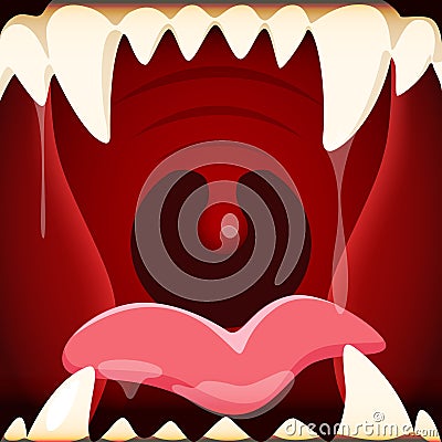 Vector illustration of cartoon open mouth with a huge and terrifying jaws Vector Illustration