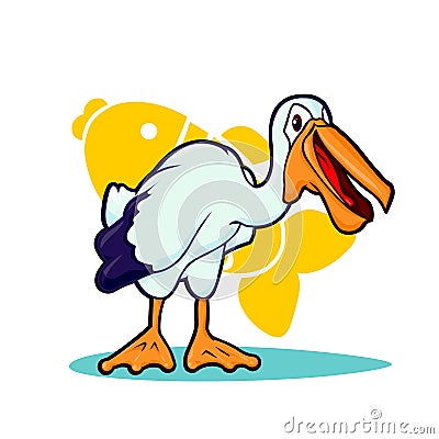 Vector illustration of Cartoon pelican on white background Vector Illustration