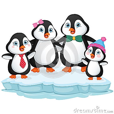 Vector Illustration Of Cartoon Penguin Family Vector Illustration