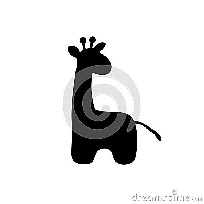 Vector cartoon silhouette of giraffe. Vector Illustration