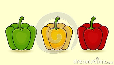 Vector illustration cartoon of three peppers Vector Illustration