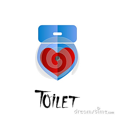 Vector illustration, cartoon toilet icon isolated on white back Cartoon Illustration