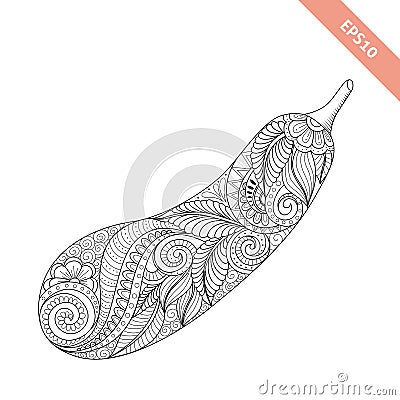 Vector illustration cartoon zucchini with floral ornament. Coloring book page. Vector Illustration