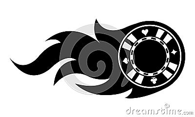 Vector illustration of casino poker chip with flames. Vector Illustration