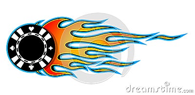 Vector illustration of casino poker chip with classic hot rod flames. Vector Illustration