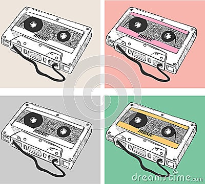 Vector Illustration Cassette Tape Collection Vector Illustration