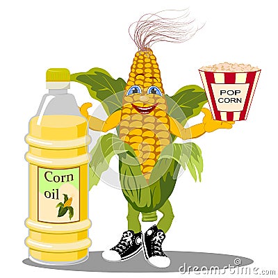 Vector illustration with cheerful corn. Vector Illustration
