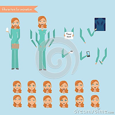 Vector illustration of cheerful nurse. Vector Illustration